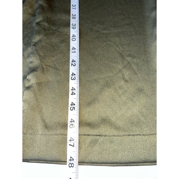 ASTR Satin Olive Green Midi Dress With Ruched Side Slit Adjustable Straps Size M - Picture 5 of 9